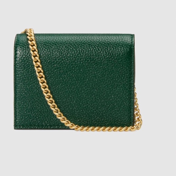 Dark Green grainy leather Zumi wallet with chain - Picture 6 of 13